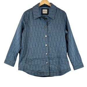 IACHS Girlfriend Quilted Jacket Denim Style Button Up Coat‎ Women's Large
